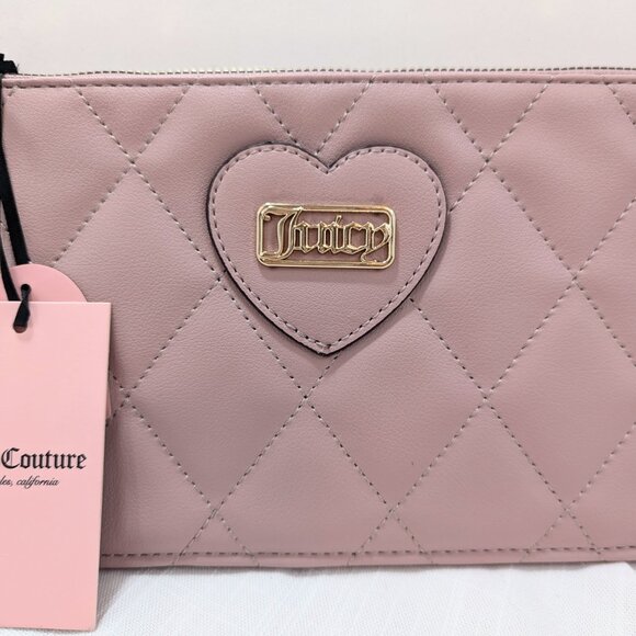Juicy Couture Dusty Blush Quilted Diamond Faux Leather Wristlet NEW WITH TAGS - Picture 2 of 16